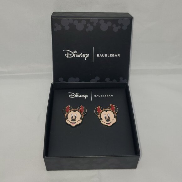 BNWT Disney x Baublebar Halloween Mickey Mouse Devil Stud Earrings - Picture 1 of 4